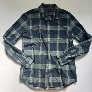 Banana Republic Soft Wash Slim Fit Blue/Mint Plaid Size Medium